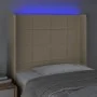 Cream fabric headboard with LED 83x16x118/128 cm by vidaXL, Headboards and footboards - Ref: Foro24-3124027, Price: 81,07 €, ...