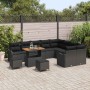 Conjunto de sofá de jardín 12 pcs Negro 90 x 55 x 71 cm