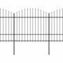 Valla de jardín con punta de lanza de acero 714,5x175 cm negra