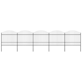 Valla de jardín con punta de lanza de acero 892,5x175 cm negra