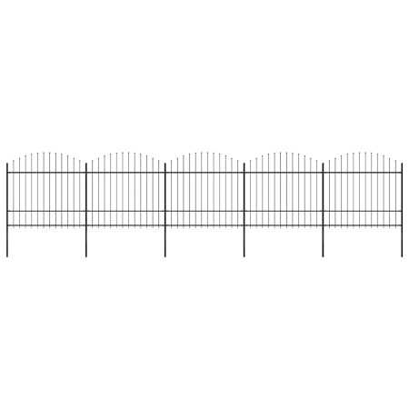 Valla de jardín con punta de lanza de acero 892,5x175 cm negra