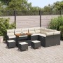 Conjunto de sofá de jardín con cojín 13 pcs Negro y crema
