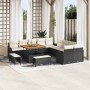 Conjunto de sofá de jardín con cojín 13 pcs Negro y crema