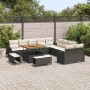 Conjunto de sofá de jardín con cojín 13 pcs Negro y crema