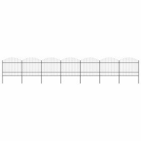 Valla de jardín con punta de lanza de acero 1248x175 cm negra