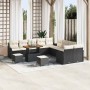 Conjunto de sofá de jardín 13 pcs Negro y crema 90 x 55 x 71 cm