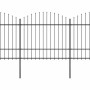 Valla de jardín con punta de lanza acero negro (1,5-1,75)x15,3m