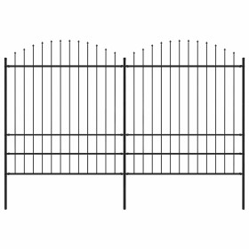 Valla de jardín con punta de lanza de acero 359x200 cm negra