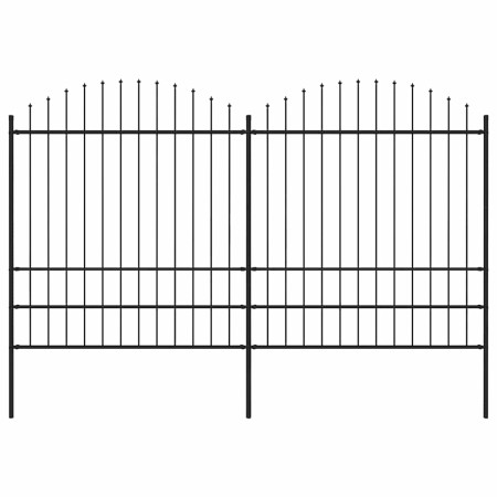 Valla de jardín con punta de lanza de acero 359x200 cm negra