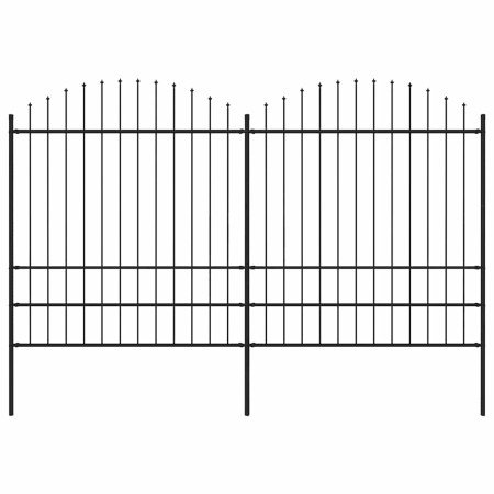 Valla de jardín con punta de lanza de acero 359x200 cm negra en Paneles de vallas | Comprar online en Foro24