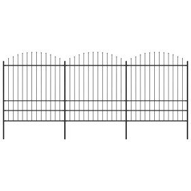 Valla de jardín con punta de lanza de acero 537x200 cm negra