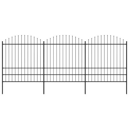 Valla de jardín con punta de lanza de acero 537x200 cm negra en Paneles de vallas | Comprar online en Foro24