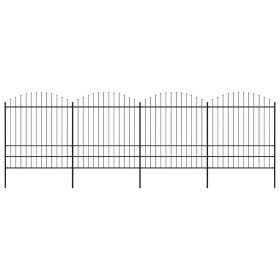 Valla de jardín con punta de lanza de acero 714,5x200 cm negra