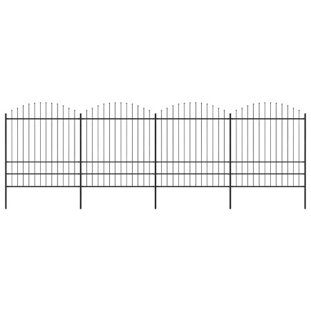 Valla de jardín con punta de lanza de acero 714,5x200 cm negra