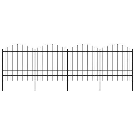 Valla de jardín con punta de lanza de acero 714,5x200 cm negra en Paneles de vallas | Comprar online en Foro24