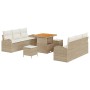 Conjunto de sofá de jardín 9 pcs Beige y Crema 80 x 80 x 71 cm