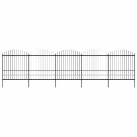 Valla de jardín con punta de lanza de acero 892,5x200 cm negra