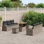 Conjunto de sofá de jardín con cojín 9 pcs Gris 90 x 55 x 71 cm