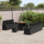 Conjunto de sofá de jardín 10 pcs Negro 80 x 80 x 71 cm