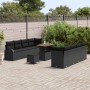 Conjunto de sofá de jardín 11 pcs Negro 90 x 55 x 71 cm