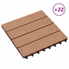 Baldosas de porche de WPC 30x30 cm 2 m² color teca 22 unidades