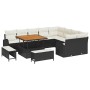 Conjunto de sofá de jardín con cojín 12 pcs Negro y crema