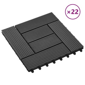 Baldosas de porche de WPC 30x30 cm 2 m² negro 22 unidades