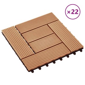 Baldosas de porche de WPC 30x30 cm 2 m² color teca 22 unidades