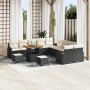 Conjunto de sofá de jardín 13 pcs Negro y crema 80 x 80 x 71 cm