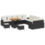 Conjunto de sofá de jardín 13 pcs Negro y crema 80 x 80 x 71 cm