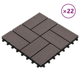 Baldosas de porche WPC 30x30 cm 2 m² marrón oscuro 22 unidades