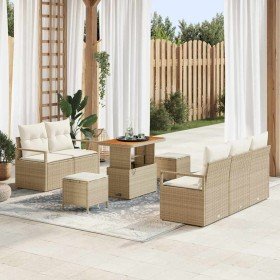 Conjunto de sofá de jardín 8 pcs Beige y Crema 90 x 55 x 71 cm