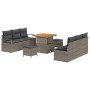 Conjunto de sofá de jardín 9 pcs Gris Poliratán
