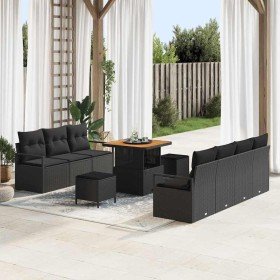 Conjunto de sofá de jardín 10 pcs Negro 80 x 80 x 71 cm