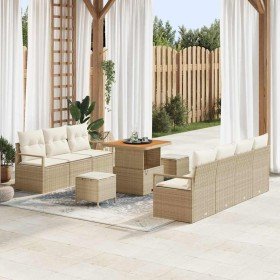 Conjunto de sofá de jardín 10 pcs Beige y Crema 80 x 80 x 71 cm
