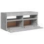 Mueble de TV con luces LED gris hormigón 90x35x40 cm de vidaXL, Muebles TV - Ref: Foro24-804386, Precio: 61,76 €, Descuento: %