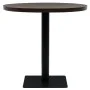 Mesa de bar bistró MDF y acero redonda fresno oscuro 80x75 cm de vidaXL, Mesas de cocina y de comedor - Ref: Foro24-245610, P...