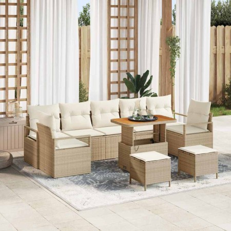 Conjunto de sofá de jardín 10 pcs Beige y Crema 90 x 55 x 71 cm