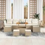 Conjunto de sofá de jardín 10 pcs Beige y Crema 90 x 55 x 71 cm