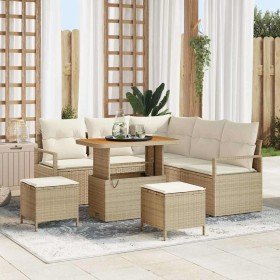 Conjunto de sofá de jardín 8 pcs Beige y Crema 90 x 55 x 71 cm
