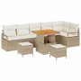 Conjunto de sofá de jardín 9 pcs Beige y Crema 80 x 80 x 71 cm