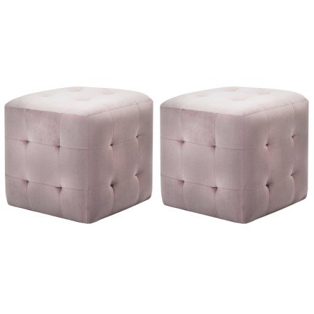 Puf 2 unidades terciopelo rosa 30x30x30 cm en Otomanas | Comprar online en Foro24