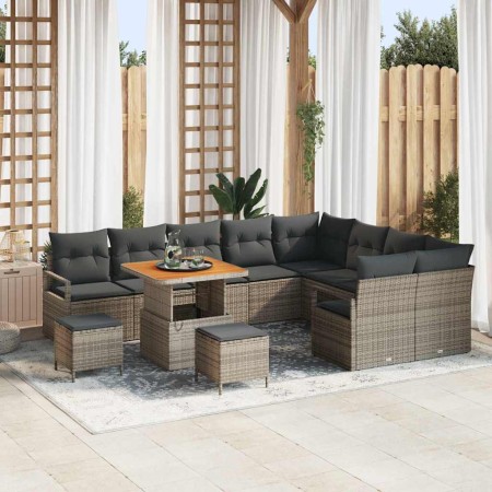 Conjunto de sofá de jardín 12 pcs Gris 80 x 80 x 71 cm