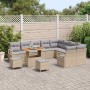 Conjunto de sofá de jardín con cojín 12 pcs Beige y Gris Claro