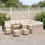 Conjunto de sofá de jardín con cojín 13 pcs Beige y Crema
