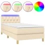 Boxspringbett mit Matratze und LED-Cremestoff 80x200 cm von vidaXL, Betten und Lattenroste - Ref: Foro24-3133914, Preis: 296,...