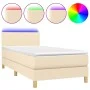 Box spring bed mattress and LED lights cream fabric 90x190 cm by vidaXL, Beds and slatted bases - Ref: Foro24-3133522, Price:...