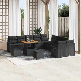 Conjunto de sofá de jardín 13 pcs Negro 80 x 80 x 71 cm