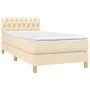 Box spring bed with mattress and LED cream fabric 90x190 cm by vidaXL, Beds and slatted bases - Ref: Foro24-3133922, Price: 3...
