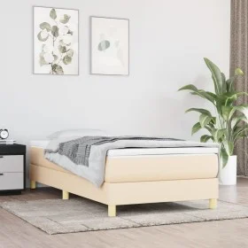 Box spring bed with cream fabric mattress 80x200 cm by vidaXL, Beds and slatted bases - Ref: Foro24-3144132, Price: 262,50 €,...